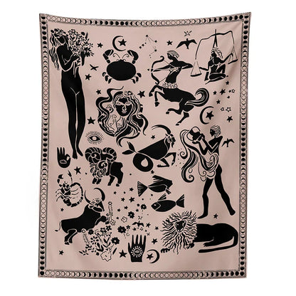 DecorBites™ Constellation Tarot Boho Tapestry Wall Hanging Trippy Sun Moon Decor