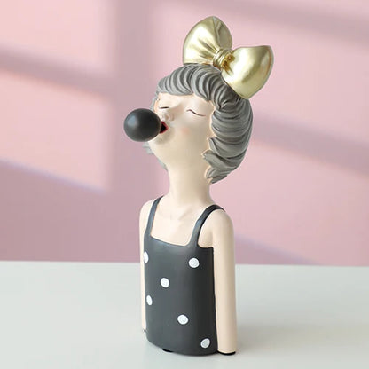 DecorBites™ Bubble Girl Resin Figurines: Modern Sweet Young Girl Decor for Home, Weddings, Birthdays