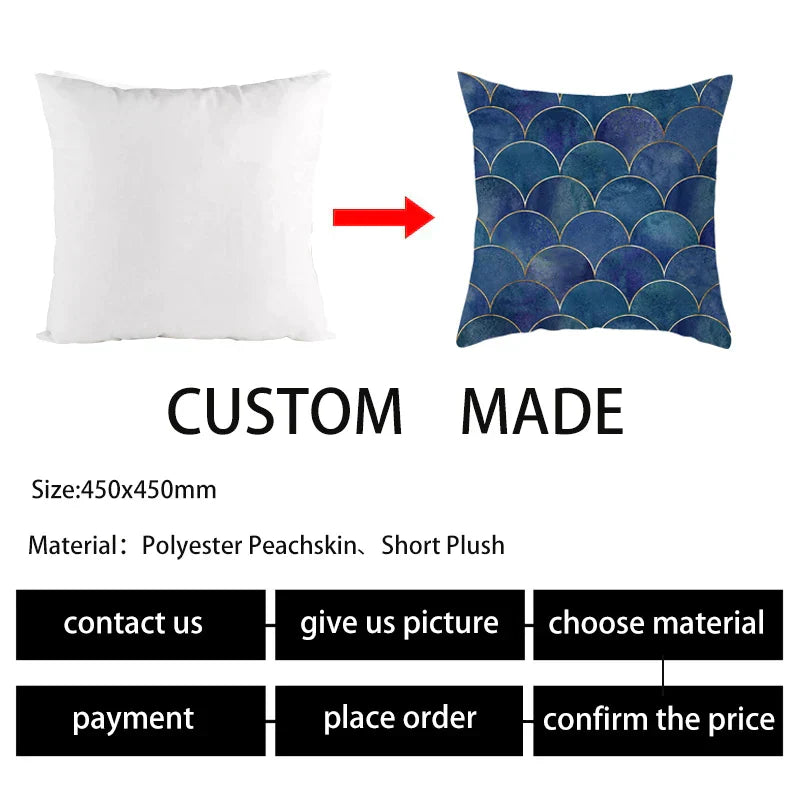 DecorBites™ Blue Geometric Marble Stripe Line Pillowcases for Car Sofa Decor