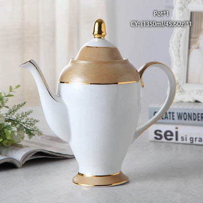 DecorBites™ Bone China Tea Pot: Elegant European Porcelain Coffee Pot for Tea Lovers.