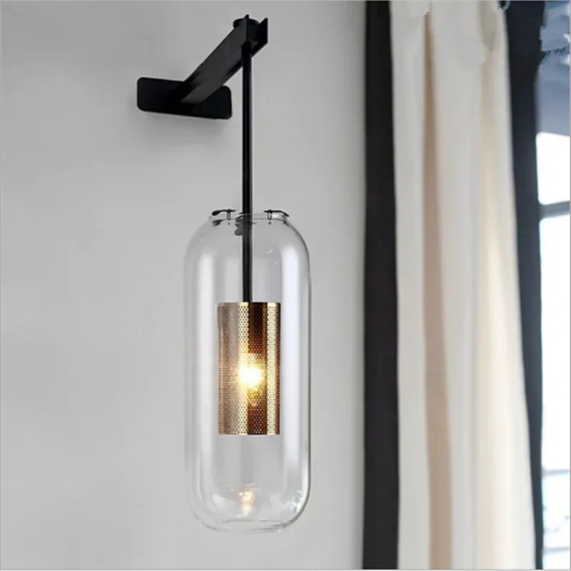 ™ Gold Glass Wall Lamp: Post-modern E14 Industrial Sconce for Home Decor