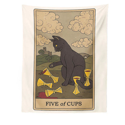 DecorBites™ Cat Divination Tarot Card Tapestry Moon Phase Wall Hanging Décor