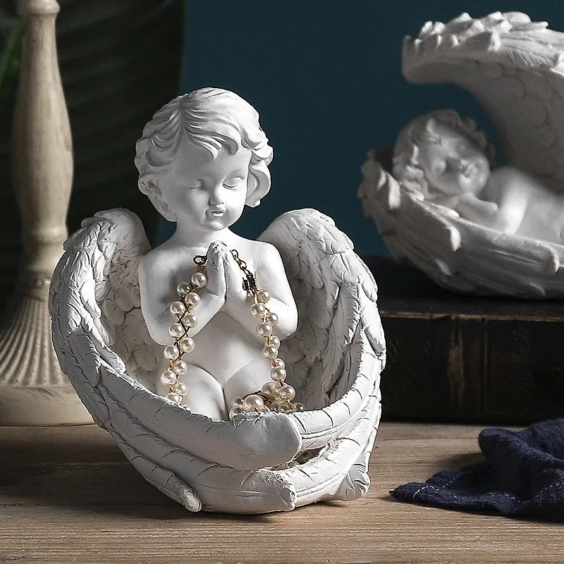 DecorBites™ Angel Girl Resin Figurine for Modern Home Decor and Gift Giving