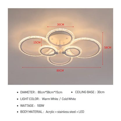 DecorBites™ Acrylic Ceiling Lights Modern Chandelier LED Lamps Dining Living Room Bedroom Decor