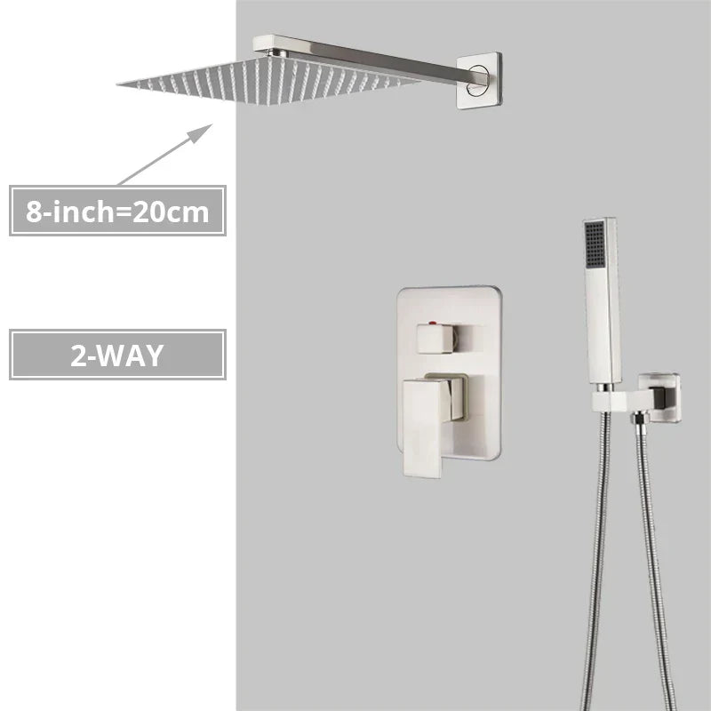 DecorBites™ Brushed Nickel Shower System with Rain Shower Head for Wall Mounted Bathroom