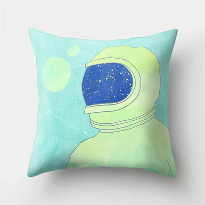 DecorBites™ Cartoon Planet Astronaut Moon Rocket Pillow Case 45x45cm Square Cushion Cover