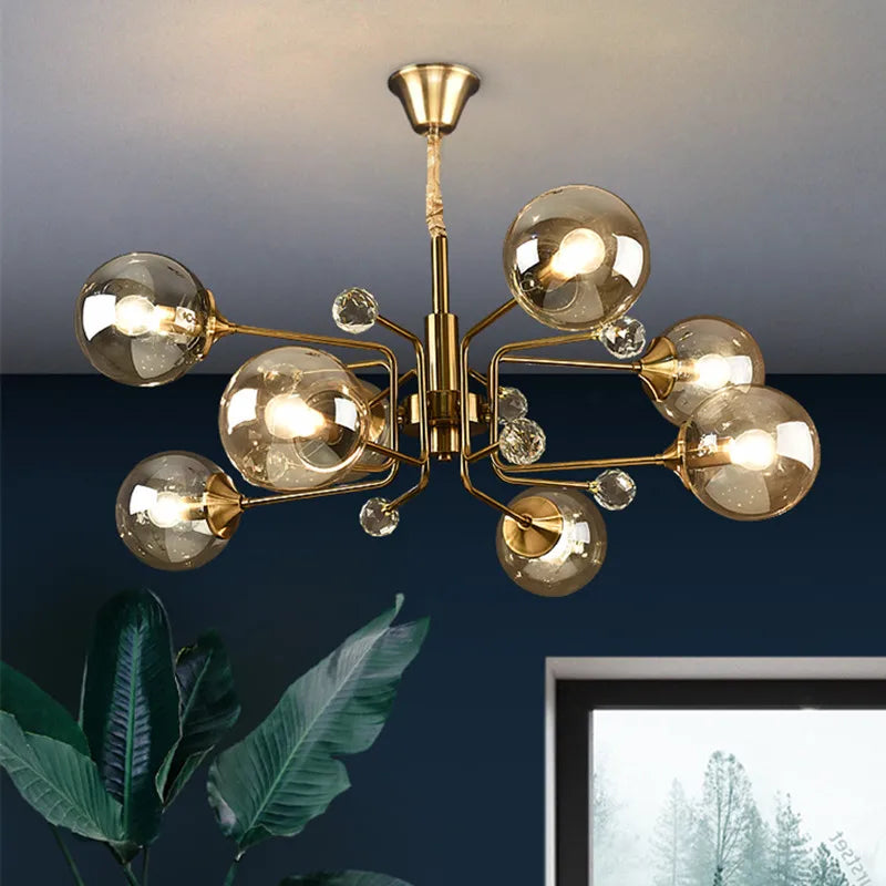 DecorBites™ Glass Bubble Chandelier: Vintage Industrial Living Room Kitchen Island Light
