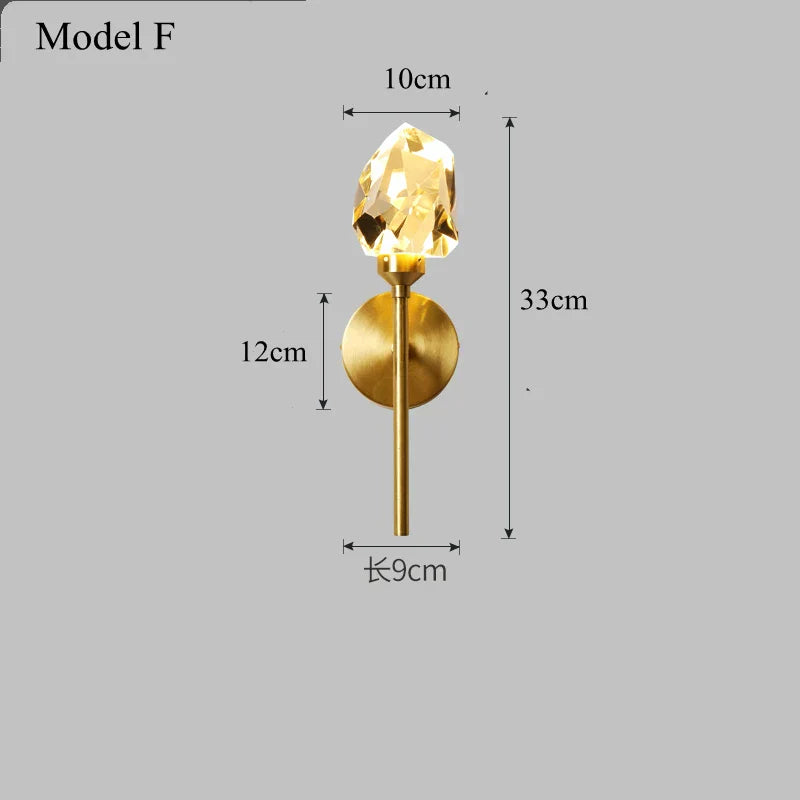 DecorBites™ Crystal LED Wall Sconce Copper Light Fixture for Modern Luxury Home Decor