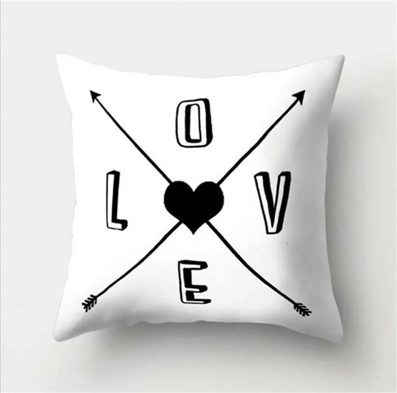 DecorBites™ Black White Flocking Pillowcase 45*45cm Fashion Living Room Sofa Cushion