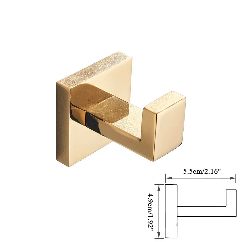 DecorBites™ Gold Bathroom Hardware Set: Hook, Towel Rail, Bar, Shelf, Tissue Holder & More
