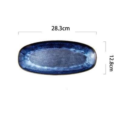 DecorBites™ Blue Kiln Glazed Ceramic Sushi Plate