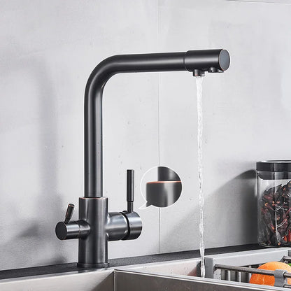 DecorBites™ Black Kitchen Faucet with Rotatable Water Purification Feature