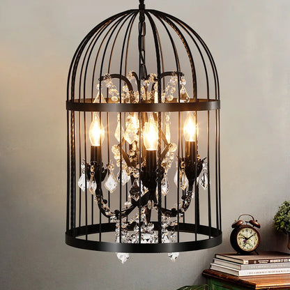 DecorBites™ Crystal Bird Cage Chandelier - Elegant Ceiling Light for Dining Room & Bedroom