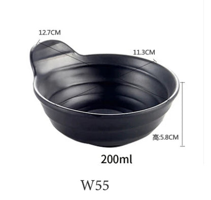 DecorBites™ Black Melamine Plastic Dipping Sauce Dish Bowl Set - Pack of 4