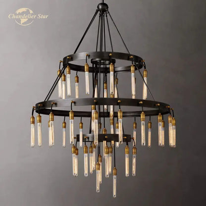 DecorBites™ Axis Black Brass LED Round Chandelier for Living & Dining Room
