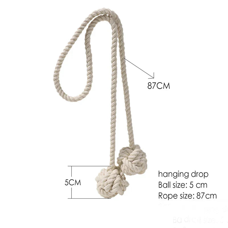 DecorBites™ Handwoven Cotton Curtain Tieback Ball Pendant Mini Tapestry Decoration