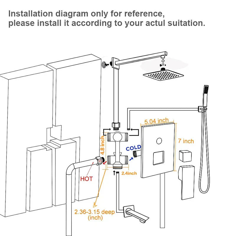 ™ Golden Rainfall Shower Faucet Set with Single Handle Brass Bath Mixers