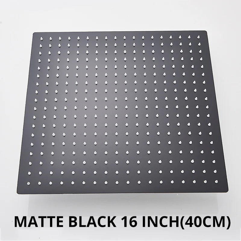 DecorBites™ 16 Inch Stainless Steel Chrome Square Rainfall Shower Head for Bathroom