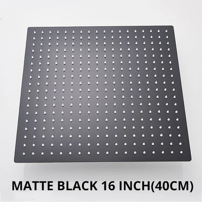 DecorBites™ 16 Inch Stainless Steel Chrome Square Rainfall Shower Head for Bathroom