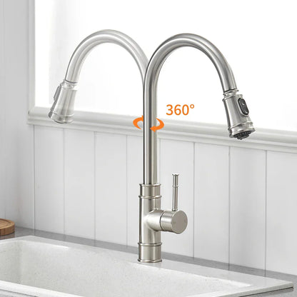 DecorBites™ Black Single Handle Pull Out Kitchen Faucet Swivel 360° Water Mixer Tap