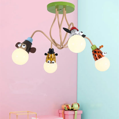 DecorBites™ Animal LED Ceiling Light: Monkey Zebra Giraffe Kids Lamp for Bedroom.