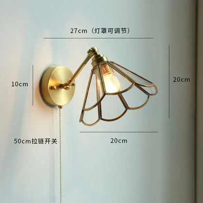 DecorBites™ Glass Copper LED Wall Lights with Pull Chain Switch for Home Bedroom Bathroom Mirror