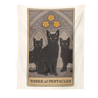 DecorBites™ Cat Divination Tarot Card Tapestry Moon Phase Wall Hanging Décor