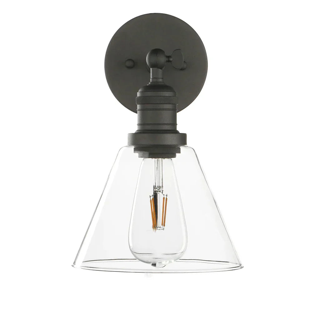 DecorBites™ Funnel Flared Glass Clear Glass Shade Single Sconce Wall Lamp