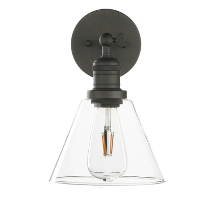 DecorBites™ Funnel Flared Glass Clear Glass Shade Single Sconce Wall Lamp