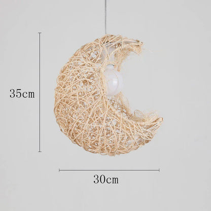 DecorBites™ Chinese Rattan Pendant Lights Hand-woven Straw Hat Lampshade Ceiling Chandelier