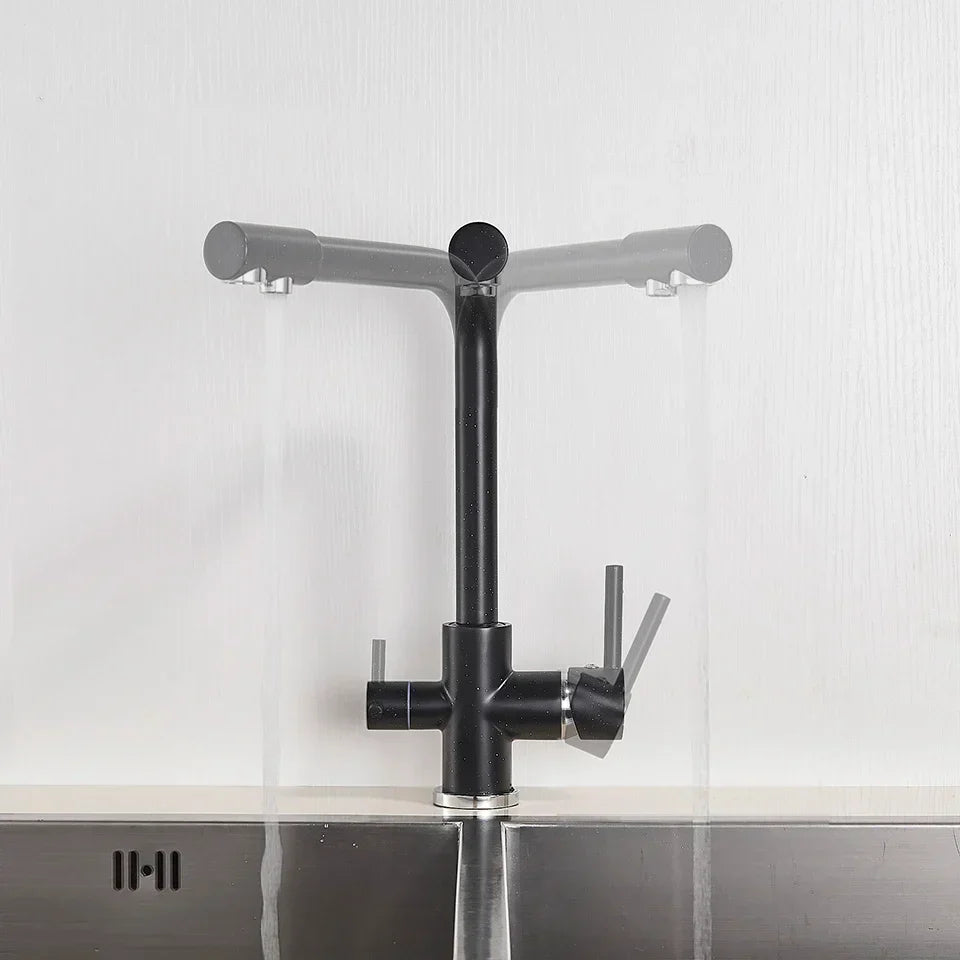 DecorBites™ Black Kitchen Faucet with Rotatable Water Purification Feature