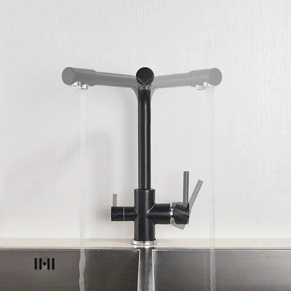 DecorBites™ Black Kitchen Faucet with Rotatable Water Purification Feature