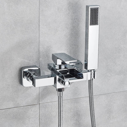 DecorBites™ Black Wall Mount Bathtub Shower Faucet with Waterfall Spout