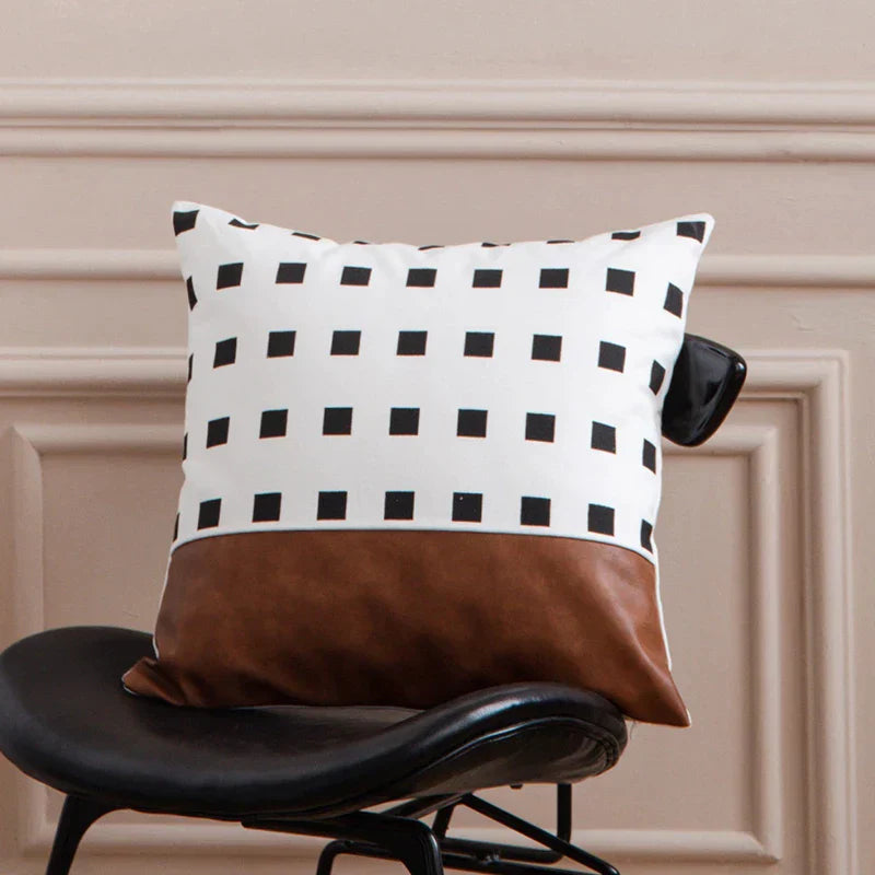 DecorBites™ Brown Faux Leather Pillow Cover for Home Decoration