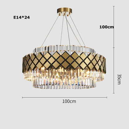 DecorBites™ Gold LED Crystal Clear Art Deco Chandelier for Foyer