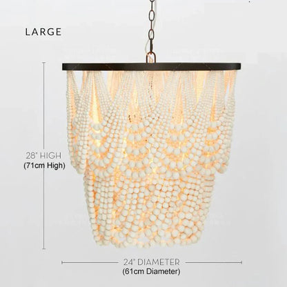 DecorBites™ Black Wood Beaded Pendant Chandelier - Antique Nordic Lighting for Foyer, Dining, Bedroom
