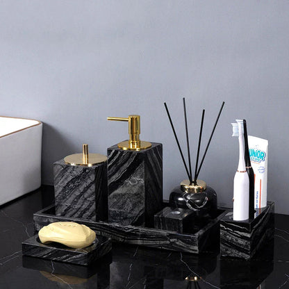 DecorBites™ Ancient Wood Grain Marble Bathroom Set with Luxury Accessories