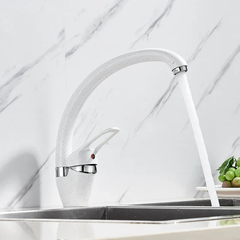 DecorBites™ Beige Brass Kitchen Faucet 360 Swivel Spout Single Handle Mixer Tap