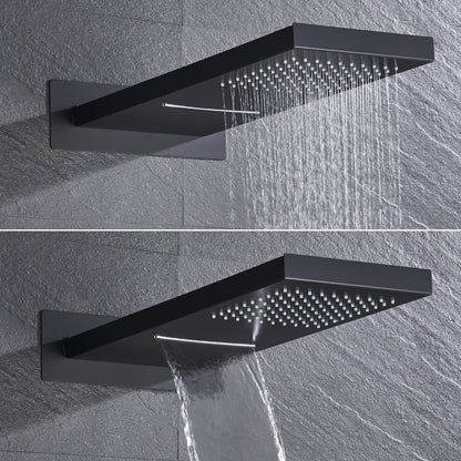 DecorBites™ Black Thermostatic Waterfall Rainfall Shower Faucet with Handshower