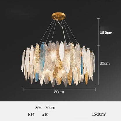 DecorBites™ Art Deco Glass Iron LED Chandelier for Dinning Room