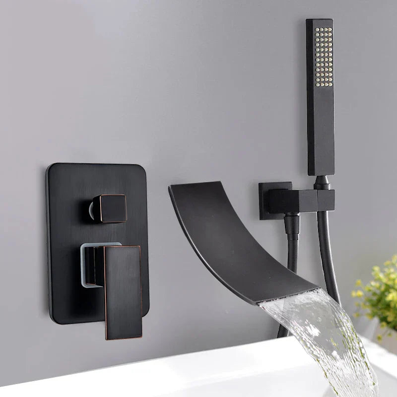 DecorBites™ Dual Handle Bathtub Faucet Set with Hand Sprayer and Wall Mount Spout