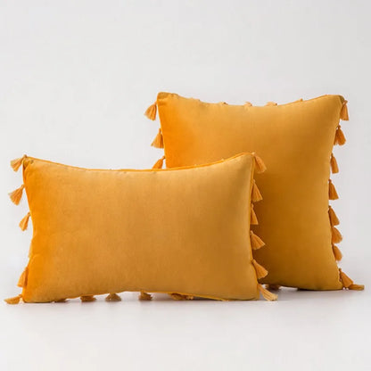 DecorBites™ Boho Tassel Fringe Orange Pillow Covers Pack for Home Decor