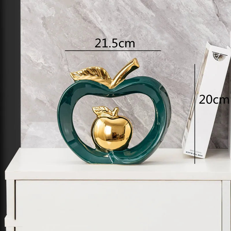 DecorBites™ Apple Hollow Golden Ceramic Art Crafts Candy Jar Storage Home Decor