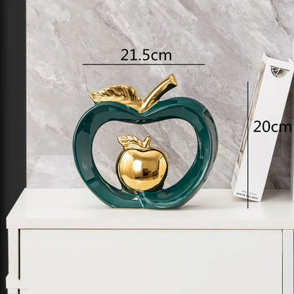 DecorBites™ Apple Hollow Golden Ceramic Art Crafts Candy Jar Storage Home Decor