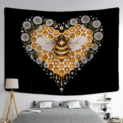 DecorBites™ Bee Daisy Wall Hanging: Bohemian Hippie Witchcraft Plant Dorm Decor