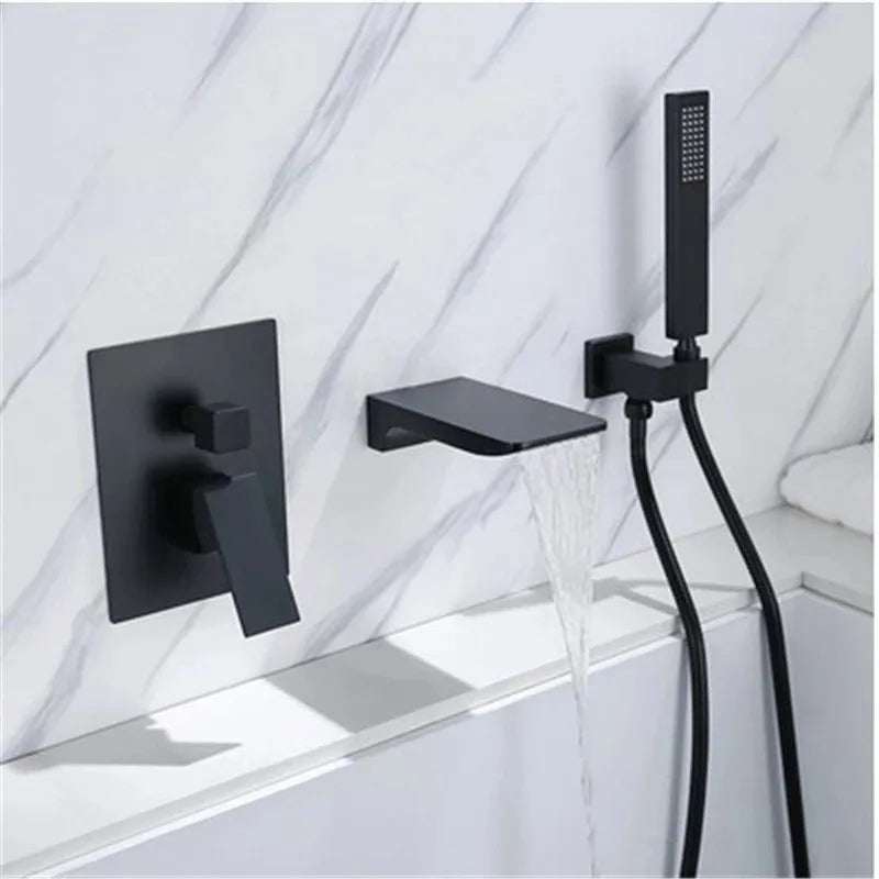 DecorBites™ Gold Bathtub Shower Faucet Set with Handheld Waterfall & Mixer Tap