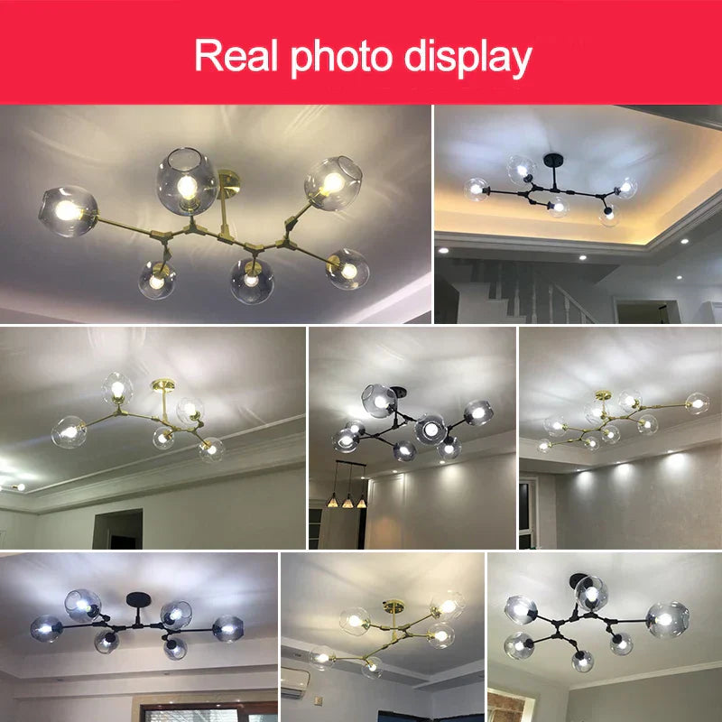 DecorBites™ Black Gold Glass Pendant Light Industrial Loft Stair Dining Room Nordic Lamp