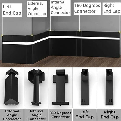 DecorBites™ LED Skirting Line Aluminum Profile Baseboard for Backlight Strip Lights