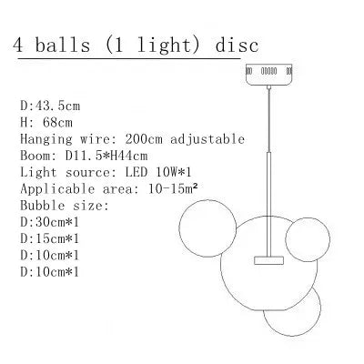 DecorBites™ Glass Bubble LED Chandelier for Kids Kitchen Dining Office Lighting