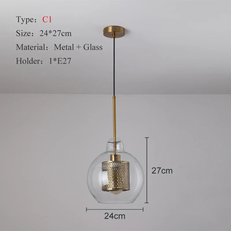 DecorBites™ Ball Glass Pendant Light Modern Kitchen Dining Living Room Fixture